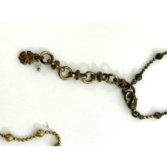 Lucky Brand Pendant Necklace Gold Tone 16” Bead Chain Iridescent Oval & Round - Picture 8 of 16